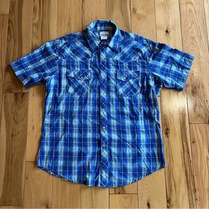 Vtg Wrangler Pearl button snap plaid shirt